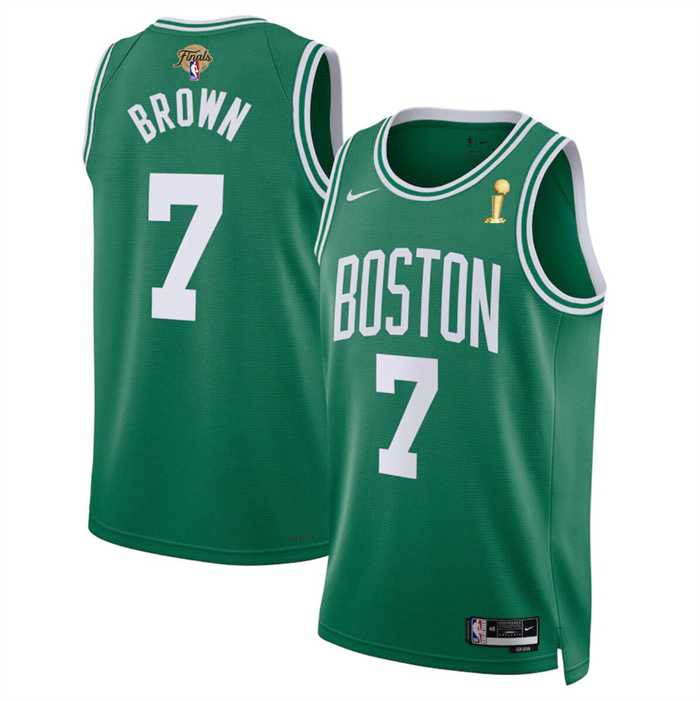 Mens Boston Celtics #7 Jaylen Brown Green 2024 Finals Champions Icon Edition Stitched Basketball Jersey Dzhi->->NBA Jersey